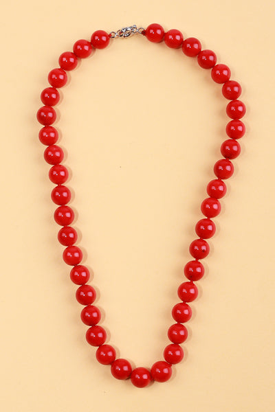 Round Red Coral Gemstone Necklace - Kultura Filipino | Support Local