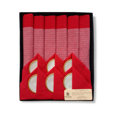 Binacol Red Placemats with Napkins & Coasters Set of 6 - Kultura Filipino | Support Local