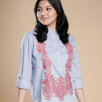 Women's Linen Embroidered Long-sleeved Barong