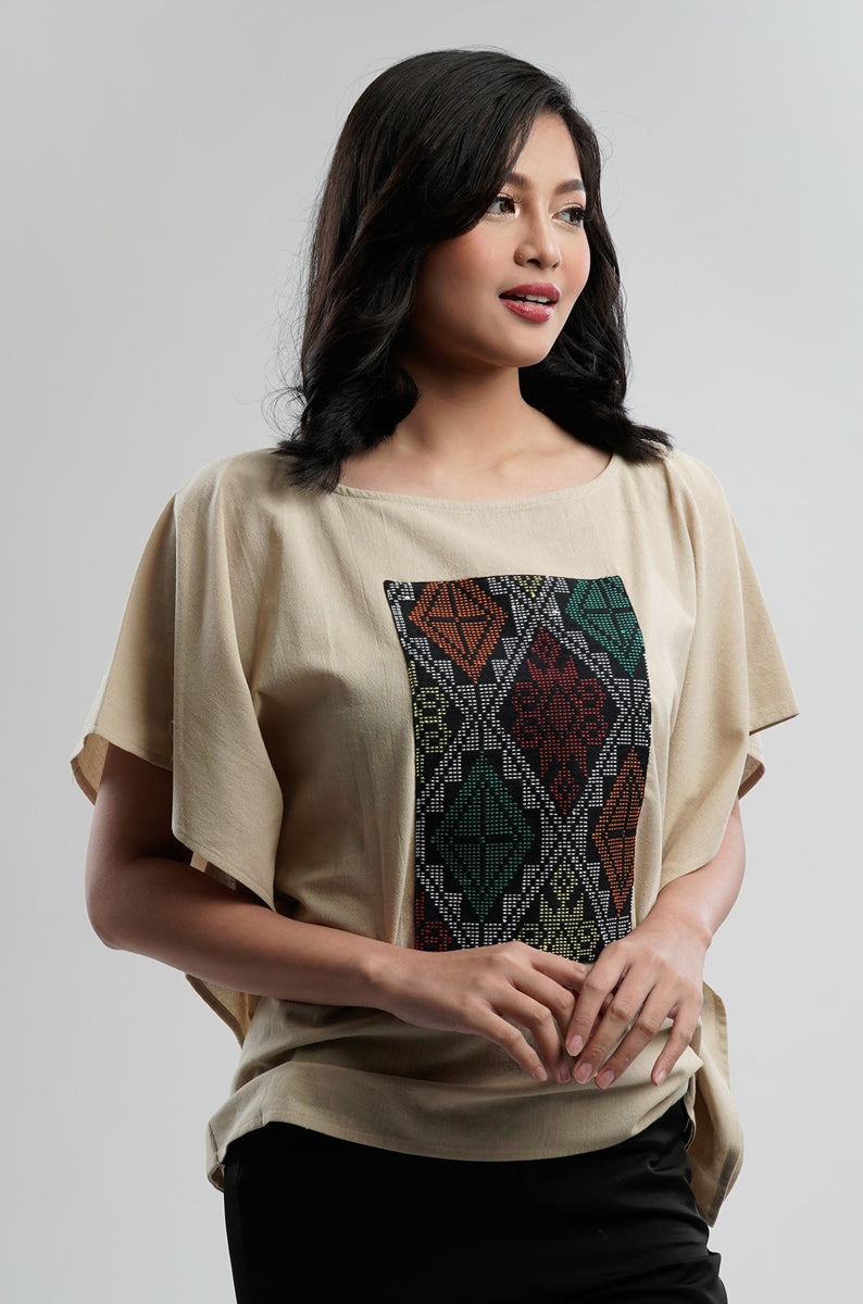 Buy Women's Khaki Handwoven Cotton Blouse – Kultura Filipino | Support ...