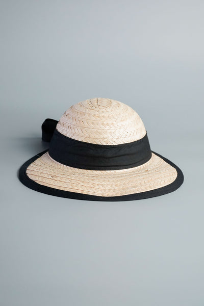 Women's Hat Sunvisor with Black Boarder Brim and Ribbon - Kultura Filipino | Support Local