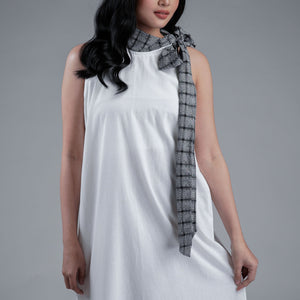Islas Filipinas Women's Cotton Handwoven Erika Dress with Gray Tie