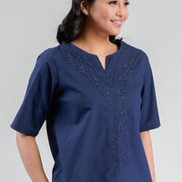Women's Plain Embroidered Woven Top