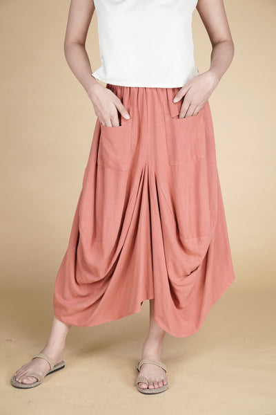 Tropiko Women's Garterized Linen Skirt with Pockets - Kultura Filipino | Support Local