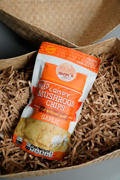 Mom's Crispy Mushroom Chips, Garlic Flavor 100g - Kultura Filipino | Support Local