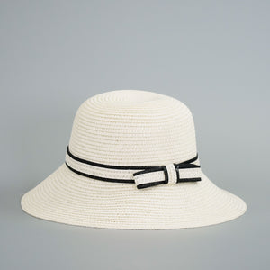 Round Straw Hat with Ribbon
