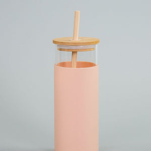 Bamboo Glass Tumbler with Straw and Holder