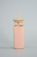 Bamboo Glass Tumbler with Straw and Holder