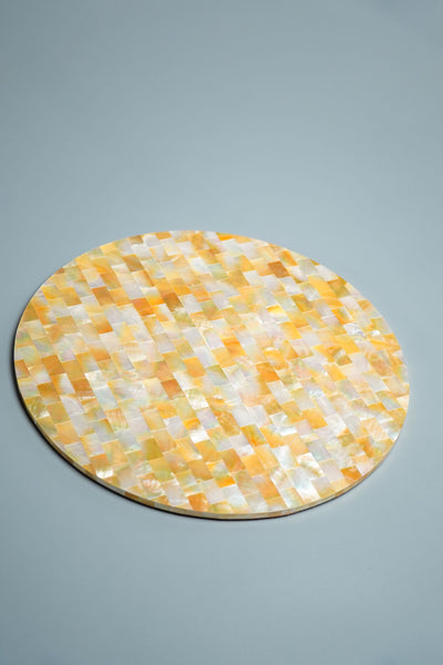 Mother of Pearl Round Placemat 12 inches Yellow - Kultura Filipino Online Store