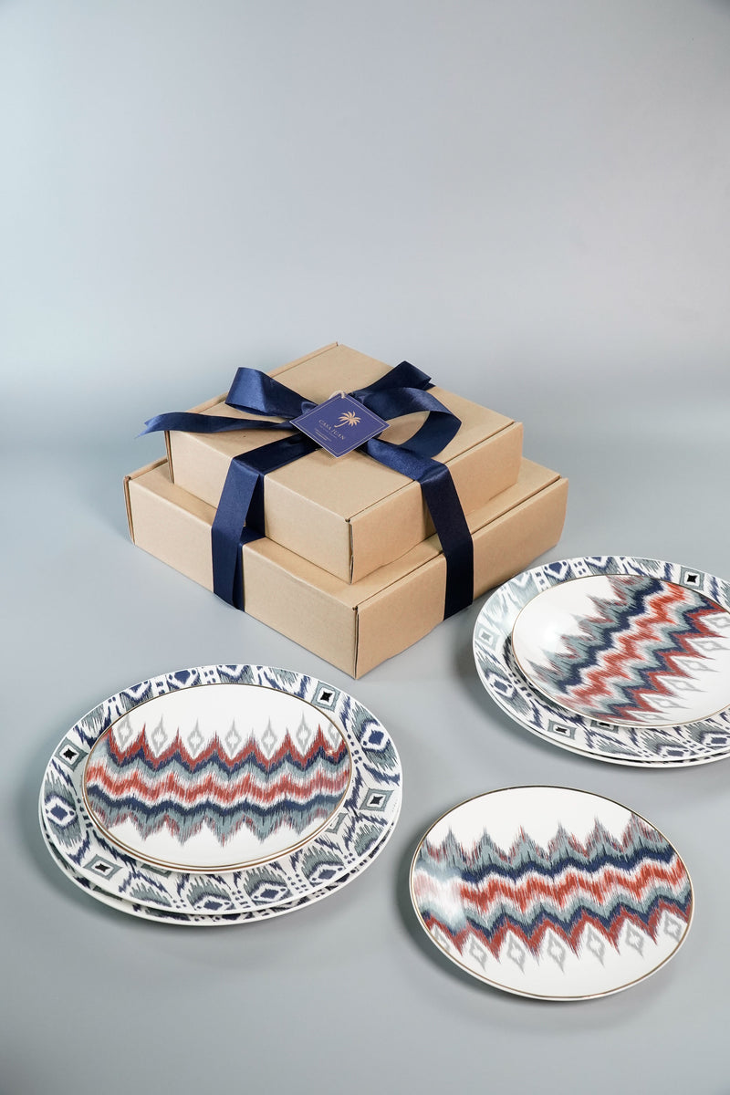 Set of 4 Ikat Dinner and Salad Plate Gift Set Kultura Filipino