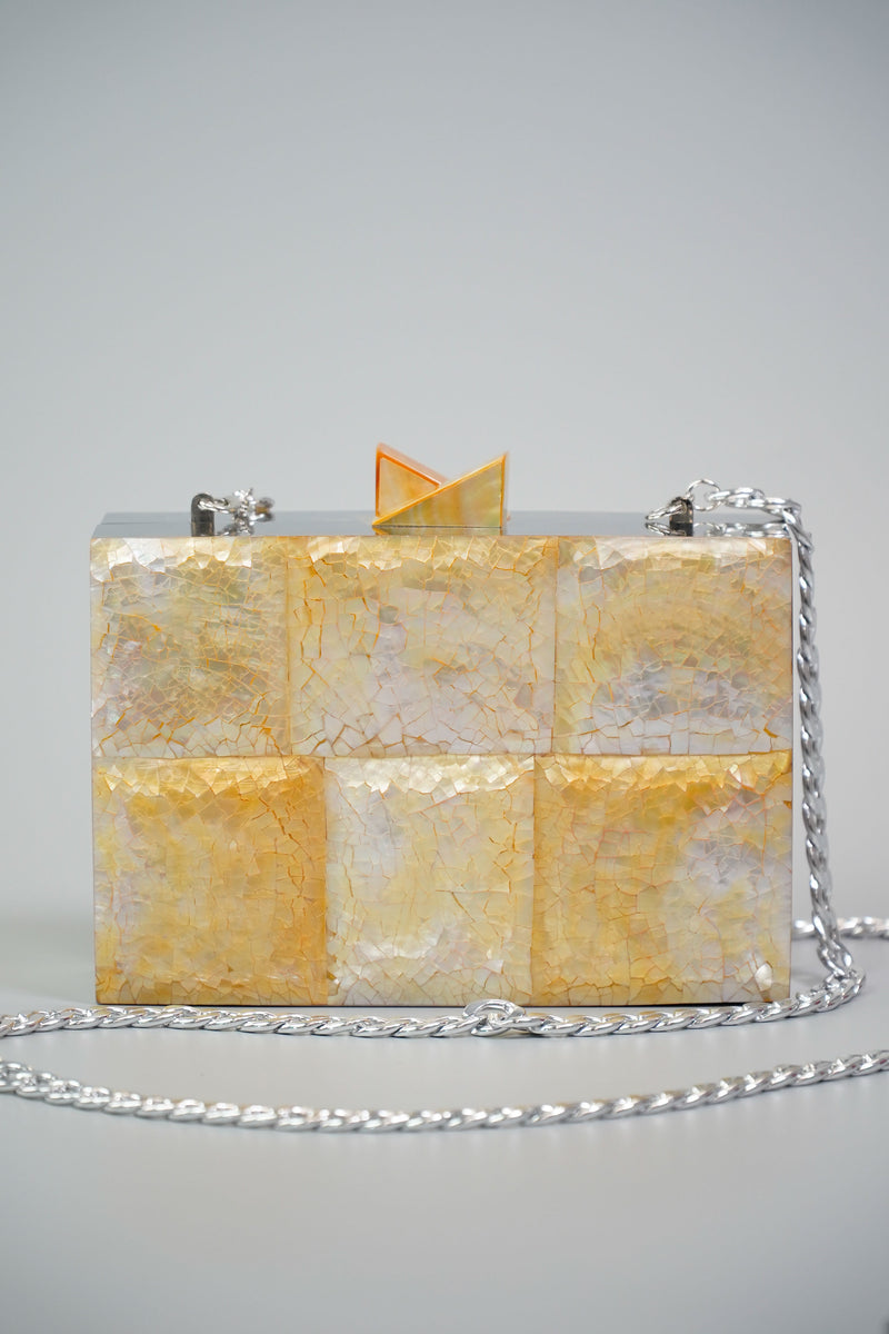 Mother of Pearl Clutch Bag in Yellow Kultura Filipino Support Local
