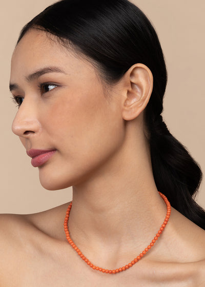 Orange Beaded Necklace - Kultura Filipino