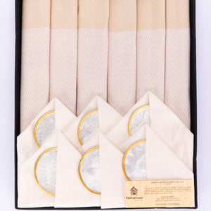 Handwoven Binacol Beige Center Placemat with Coaster and Napkin Set of 6