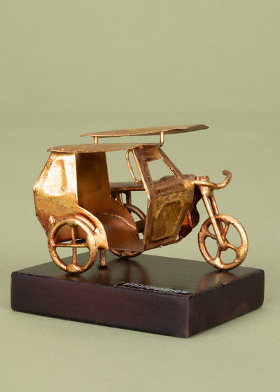 Mini Gold Tin with Wooden Base Tricycle - Kultura Filipino