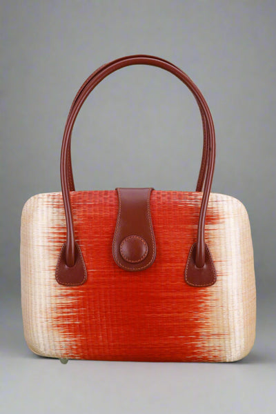 Square Buntal Handbag with Leather Strap and Clasp - Kultura Filipino | Support Local