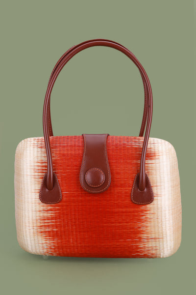 Square Buntal Handbag with Leather Strap and Clasp - Kultura Filipino | Support Local