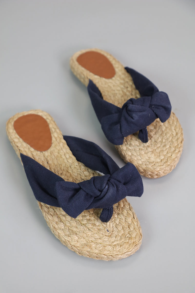Shop Abaca Slippers with Ribbon Strap in Navy Blue | Kultura Filipino ...